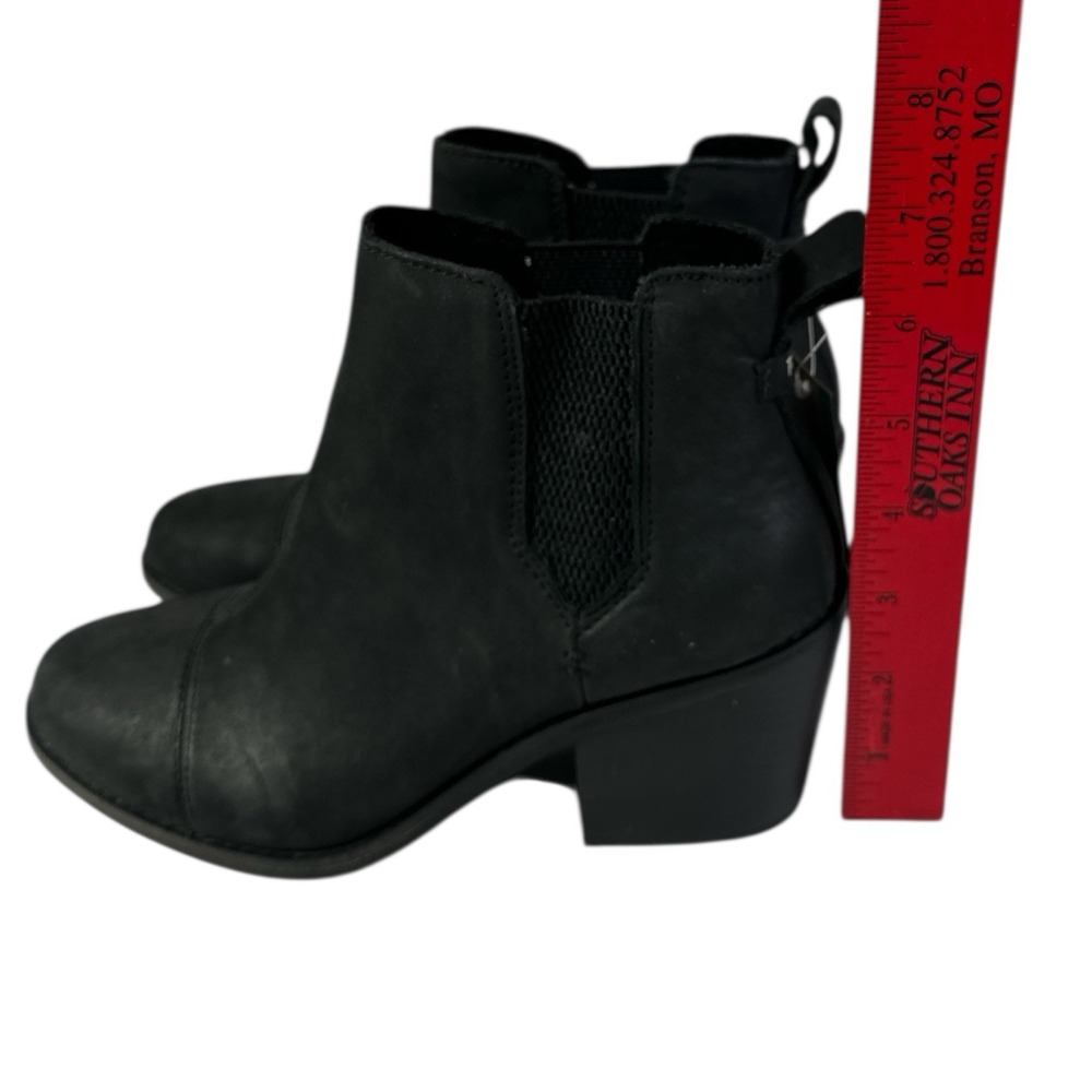 TOMS Leather Chelsea Everly Ankle Boots Black Heeled Booties Women's Size 6 NWT - Picture 10 of 11
